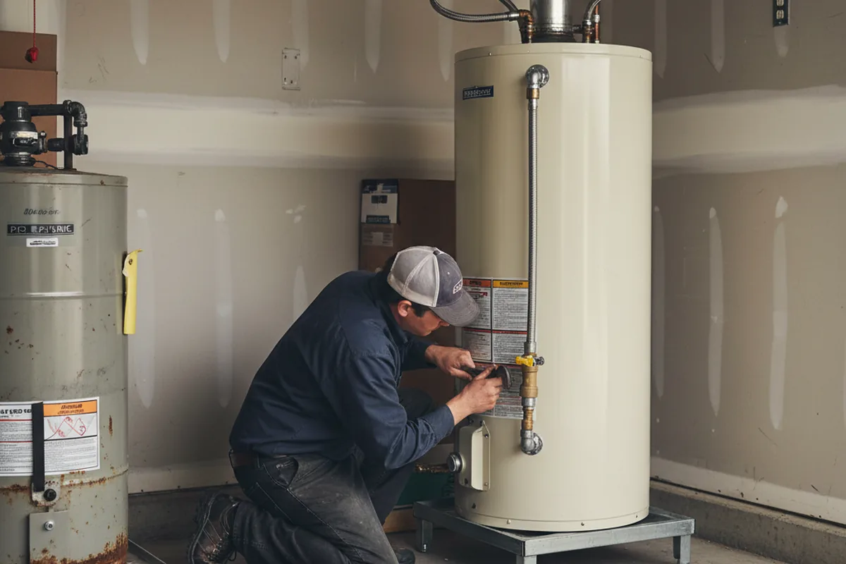 Water heater and shutoff valve replacement in Roebling